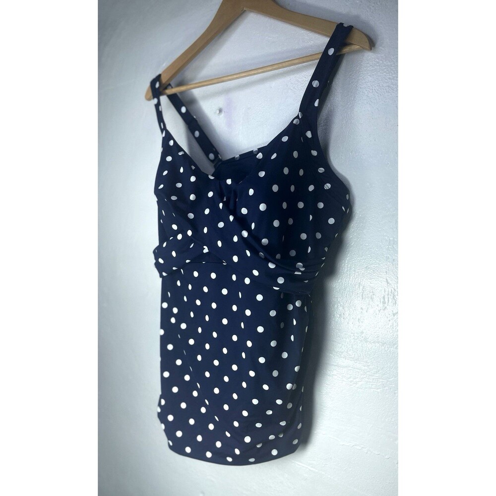 Lands End Blue White Polka Dot Underwire Bikini Swim Top Size 20W DDD Womens - Picture 11 of 13